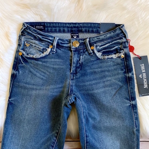 True Religion Cora Mid Rise Straight Crop Jeans - Picture 3 of 8